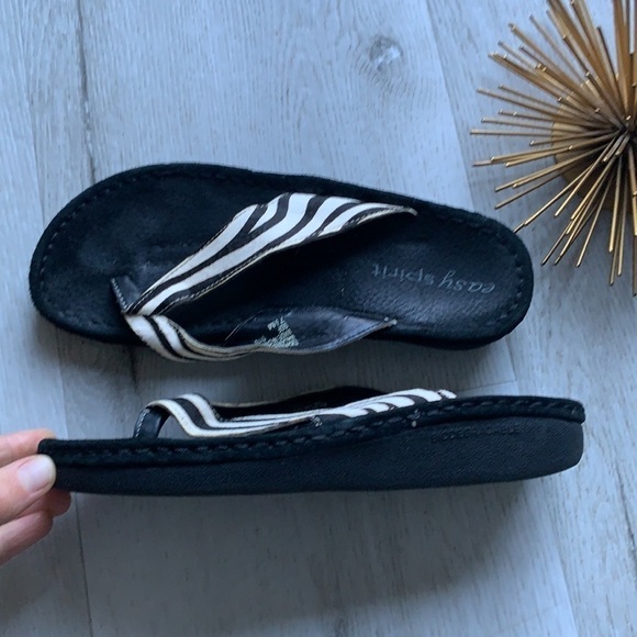 EASEY SPIRIT Beldon leather‎ sandals animal zebra black white striped 7 1/2M - Picture 3 of 9